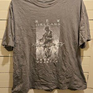 New Orleans Jazz Shirt Mens Gray Short Sleeve French Quarter Graphic Tee